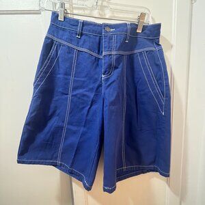Blue Long Shorts with White Seams